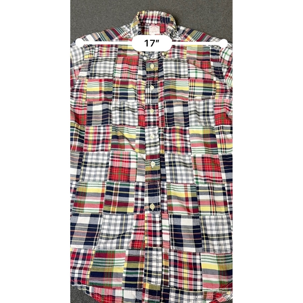 Brooks Brothers 346 Mens Patchwork Madras Plaid Short Sleeve Button Down Shirt M - Picture 3 of 7